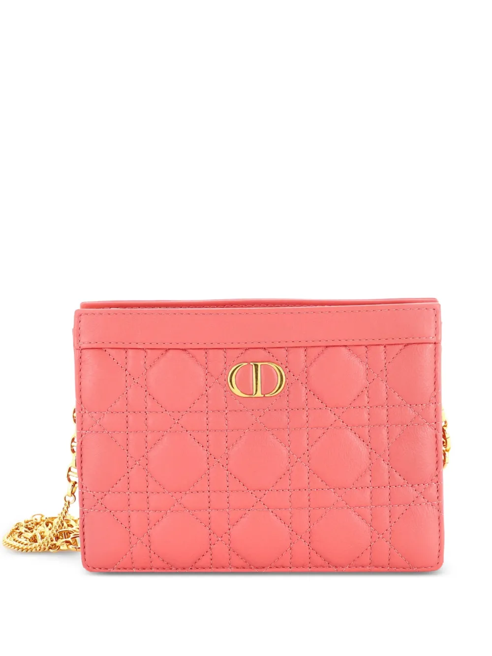 Christian Dior Pre-Owned Caro Zipped Pouch With Chain Cannage Quilt Leather shoulder bag - Rosa