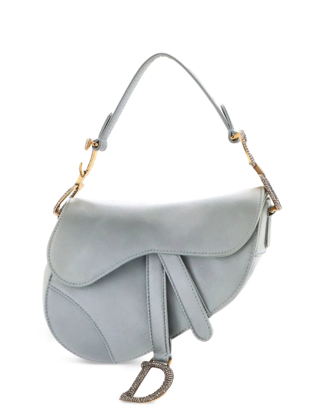 Christian Dior Pre-Owned Saddle Handbag Satin with Crystals Mini shoulder bag - Blau