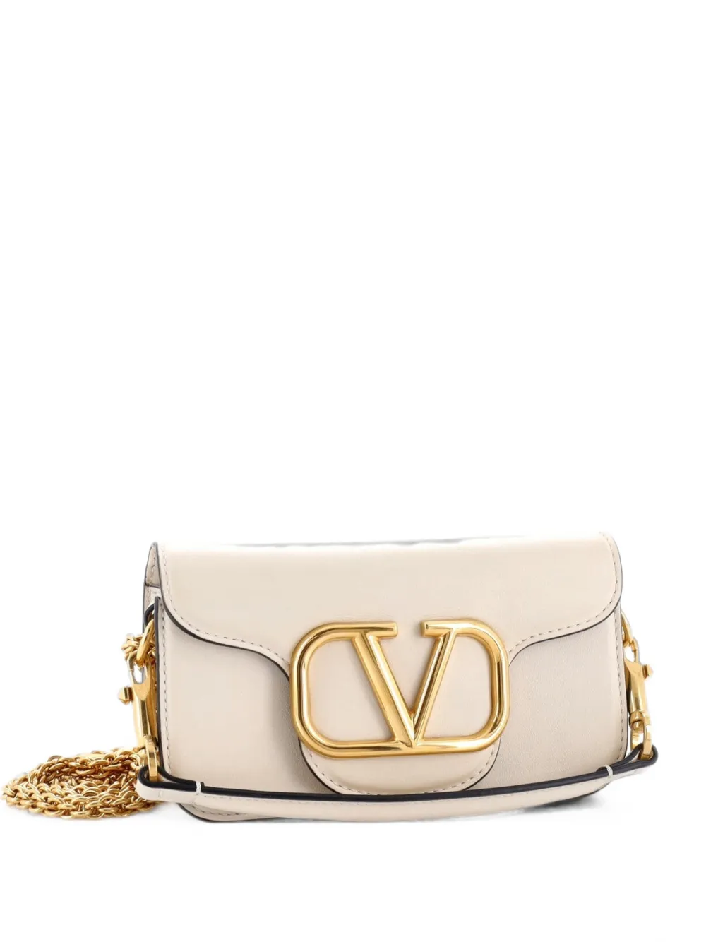 Valentino Garavani Pre-Owned VLogo Loco Flap Leather Small shoulder bag - Weiß