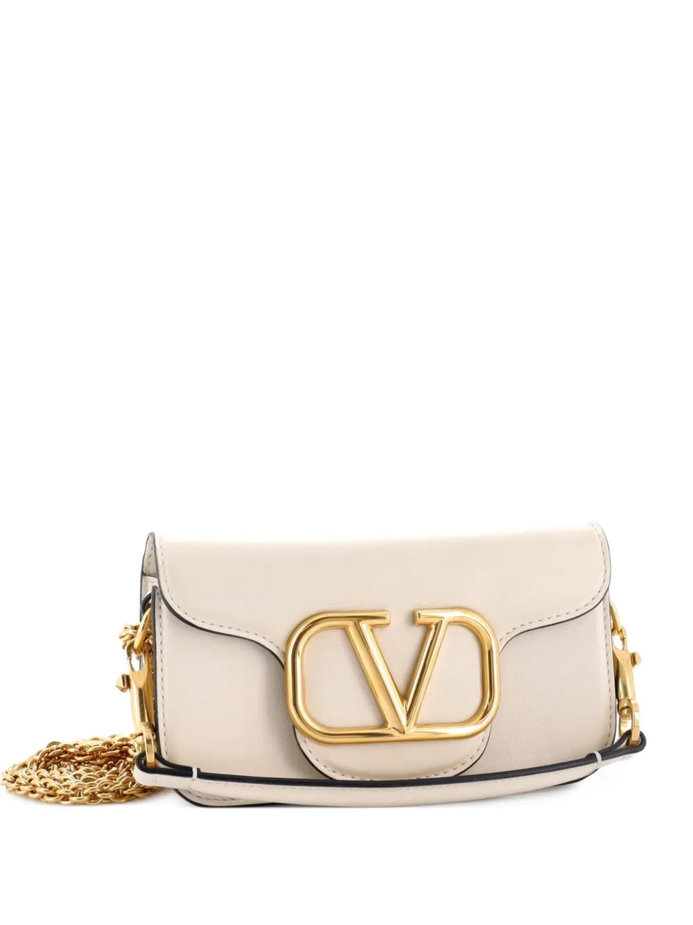 Valentino Garavani Pre-Owned VLogo Loco Flap Leather Small shoulder bag - Weiß