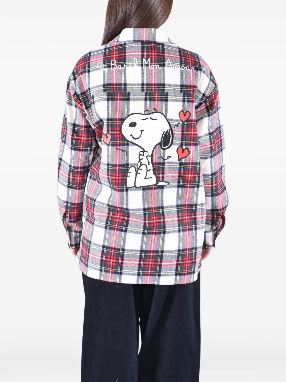 MC2 Saint Barth Flanellen overhemd met Snoopy-print en tartan-ruit Wit