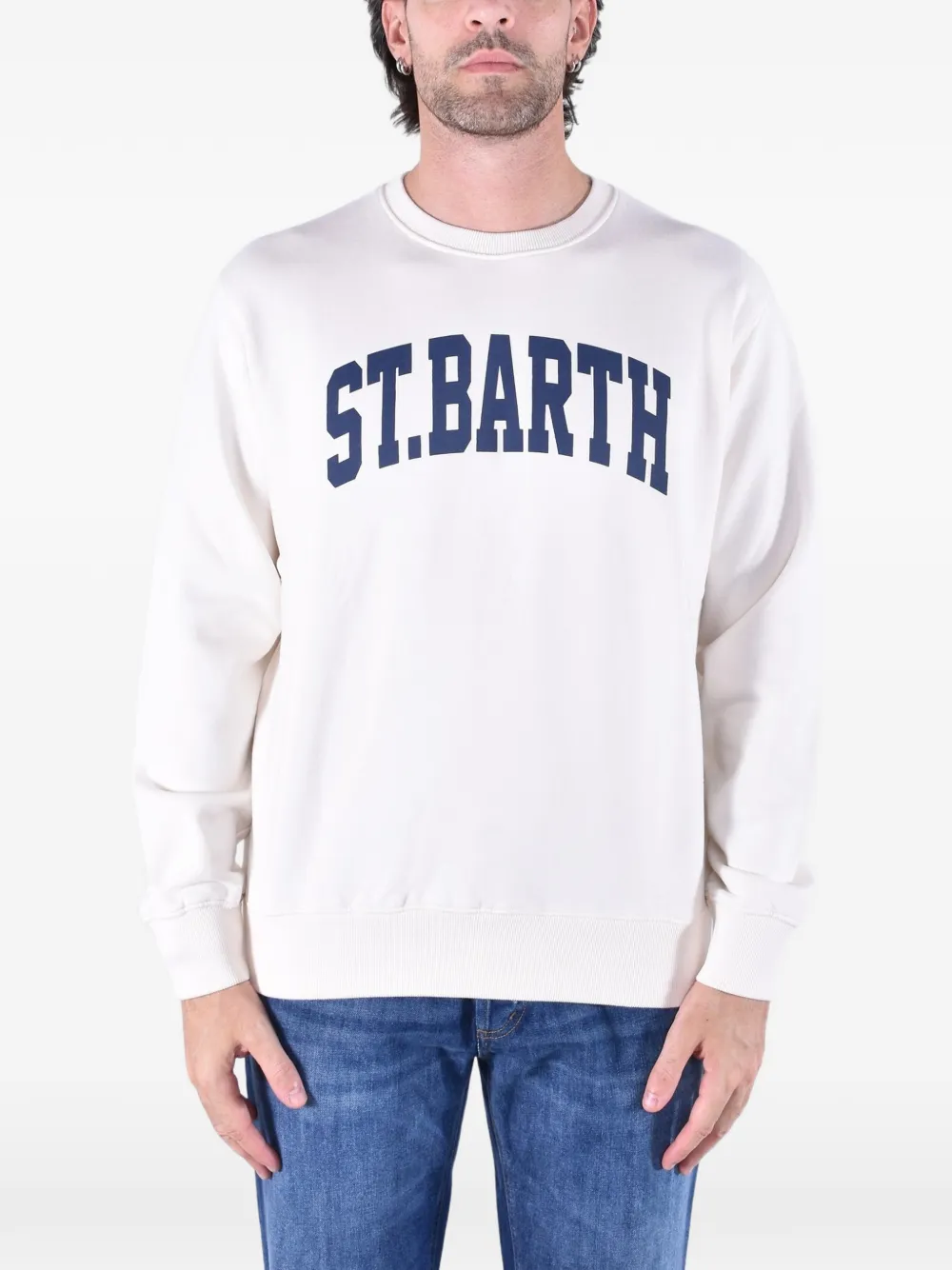 MC2 Saint Barth cream Soho cotton sweatshirt with St. Barth print Beige