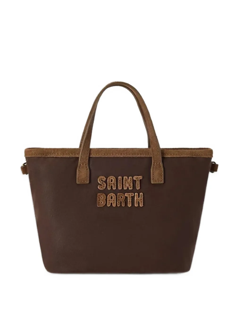 MC2 Saint Barth brown mini City waxed bag with logo embroidery Bruin