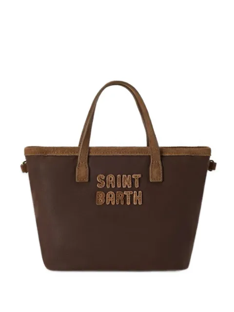 MC2 Saint Barth brown mini City waxed bag with logo embroidery