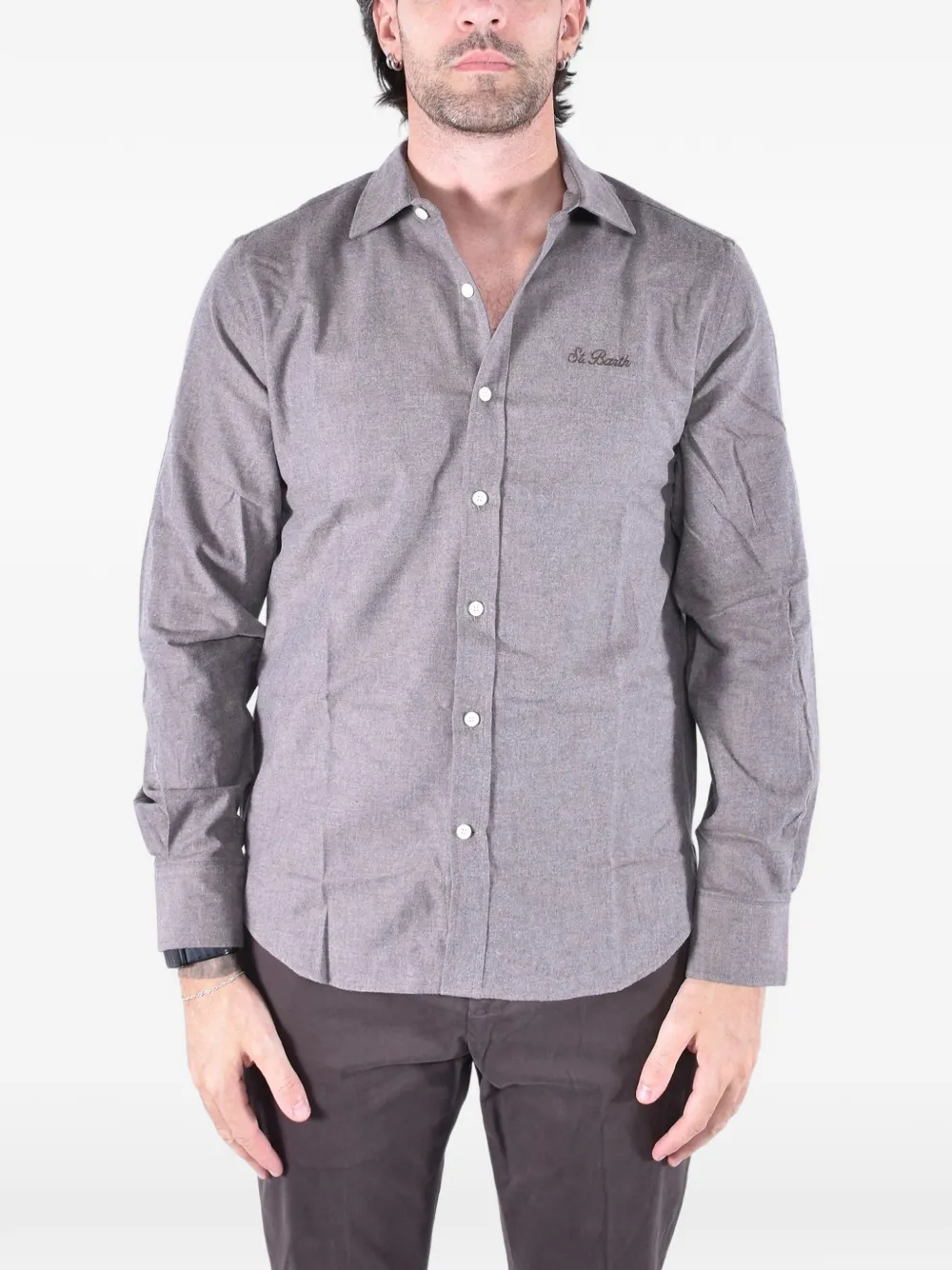 MC2 Saint Barth Seefeld embroidered flannel shirt Grijs
