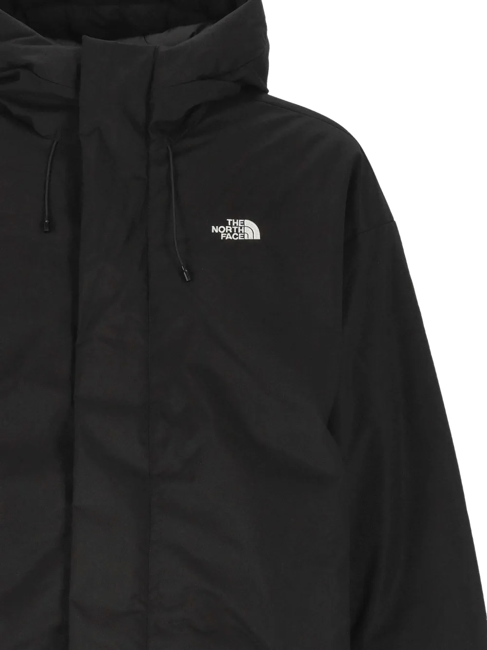 The North Face Gewatteerd jack met capuchon en logo-print Zwart
