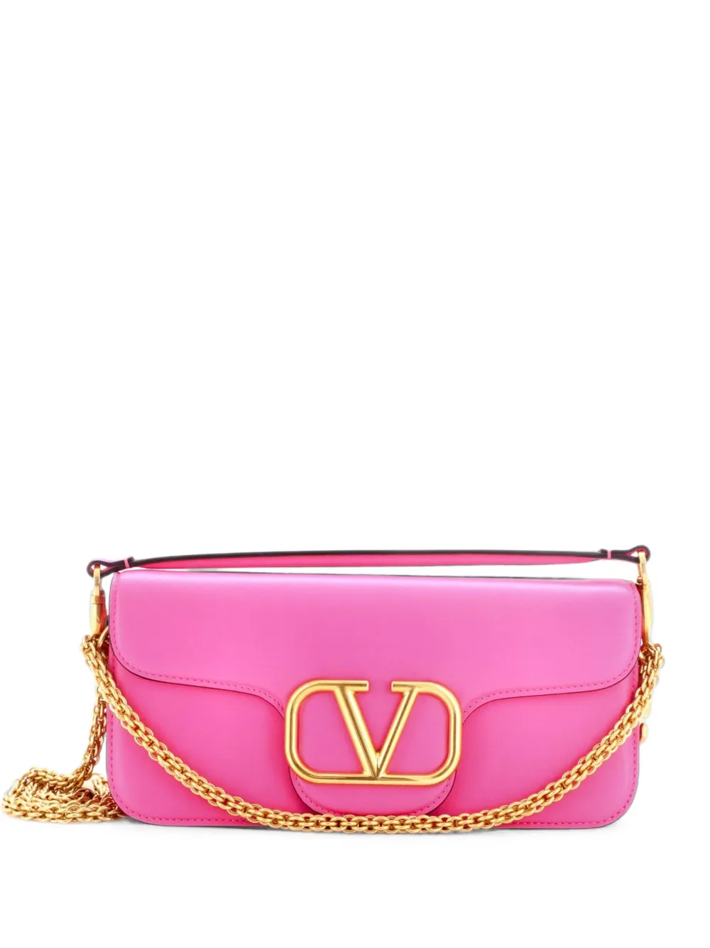 Valentino Garavani Pre-Owned VLogo Loco Flap Shoulder Bag Leather Medium clutch bag - Rosa