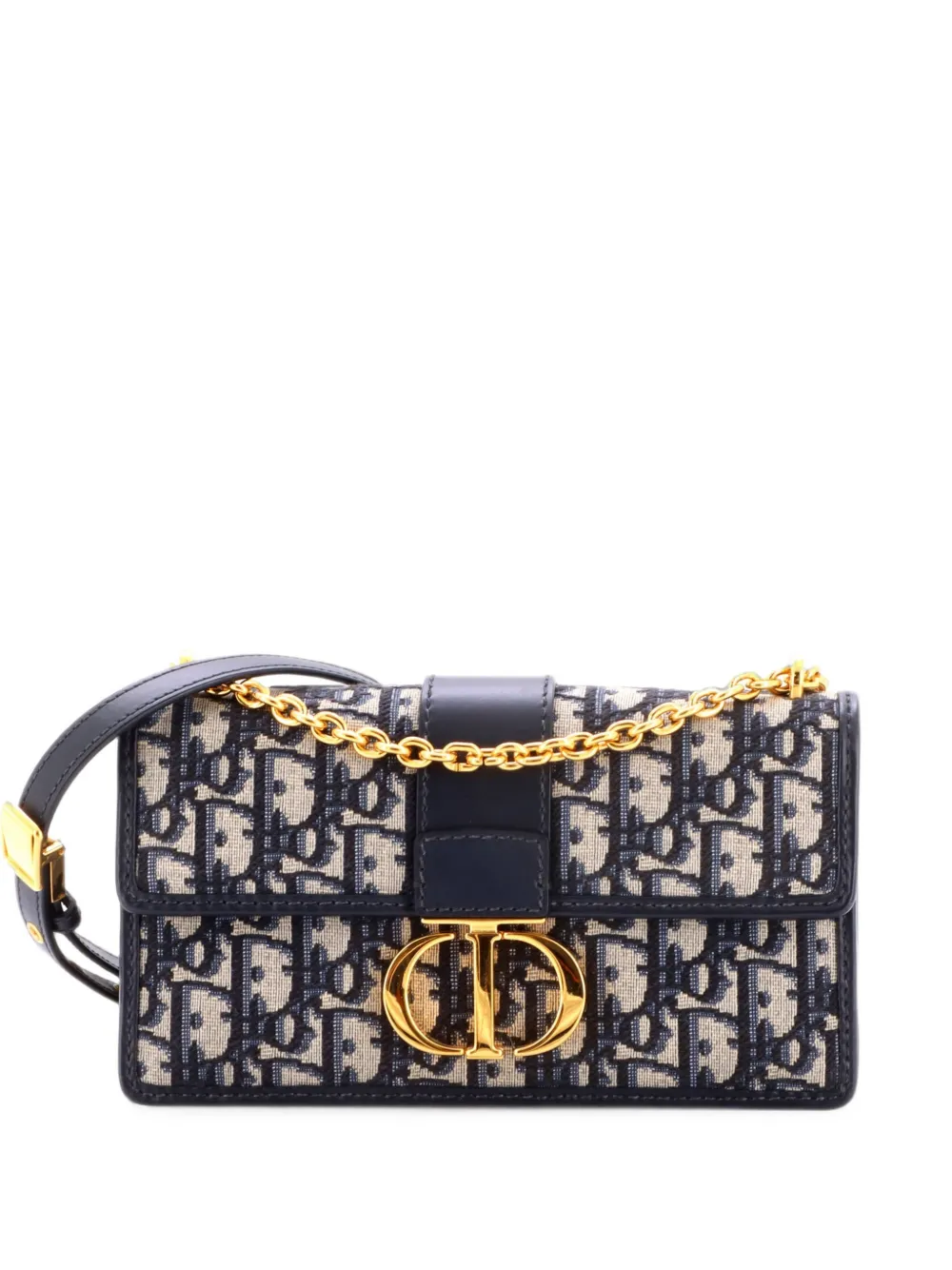Christian Dior Pre-Owned Borsa a spalla 30 Montaigne East West in tela con motivo Oblique e battente - Blu