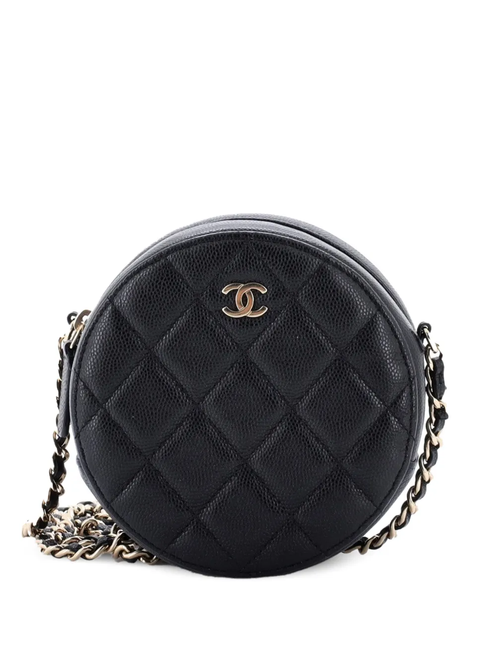 CHANEL Pre-Owned Round Clutch with Chain Quilted Caviar Mini crossbody bag - Black