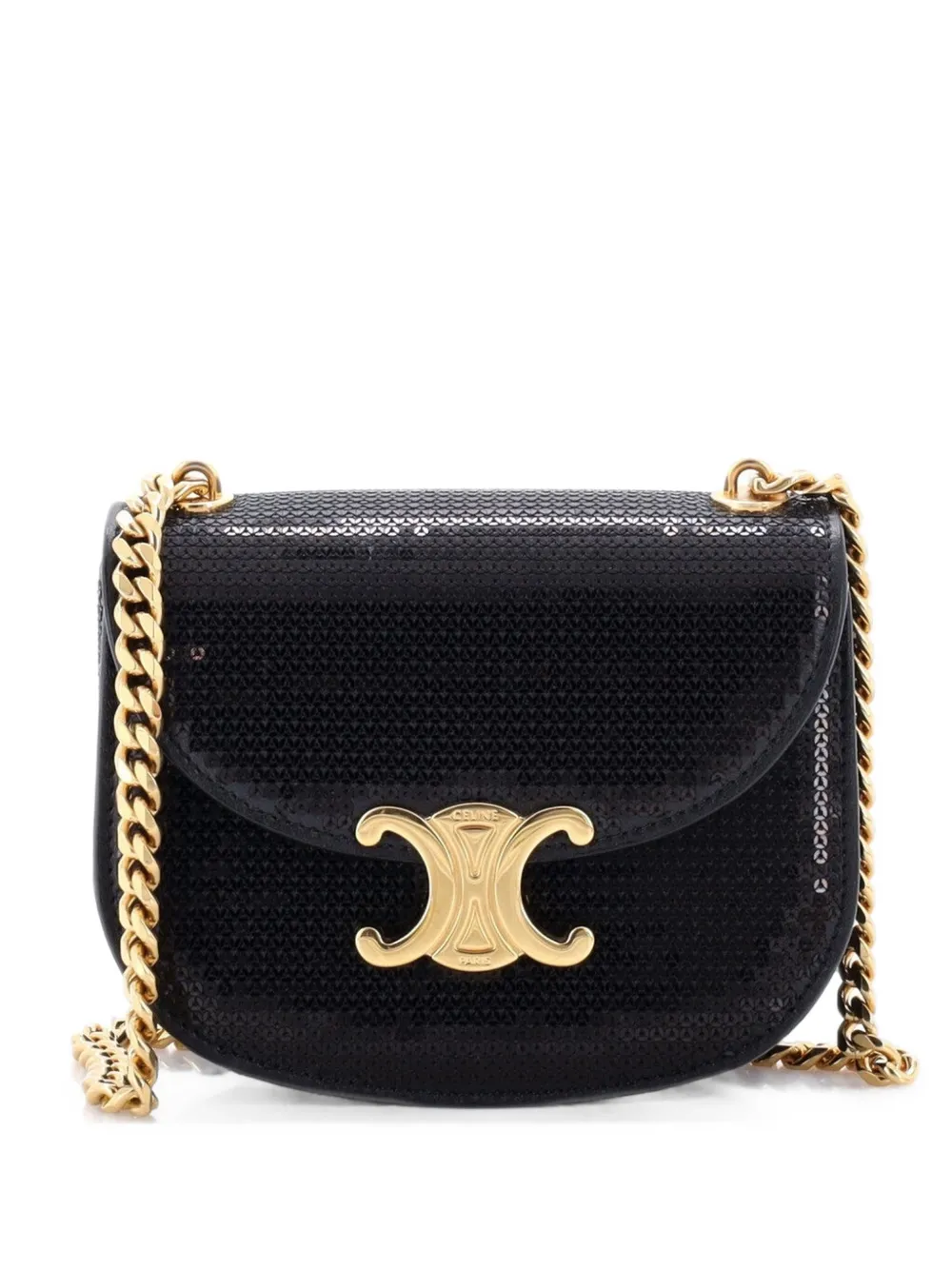 Celine Pre-Owned sac porté épaule Triomphe Besace Clea Chain Flap - Noir