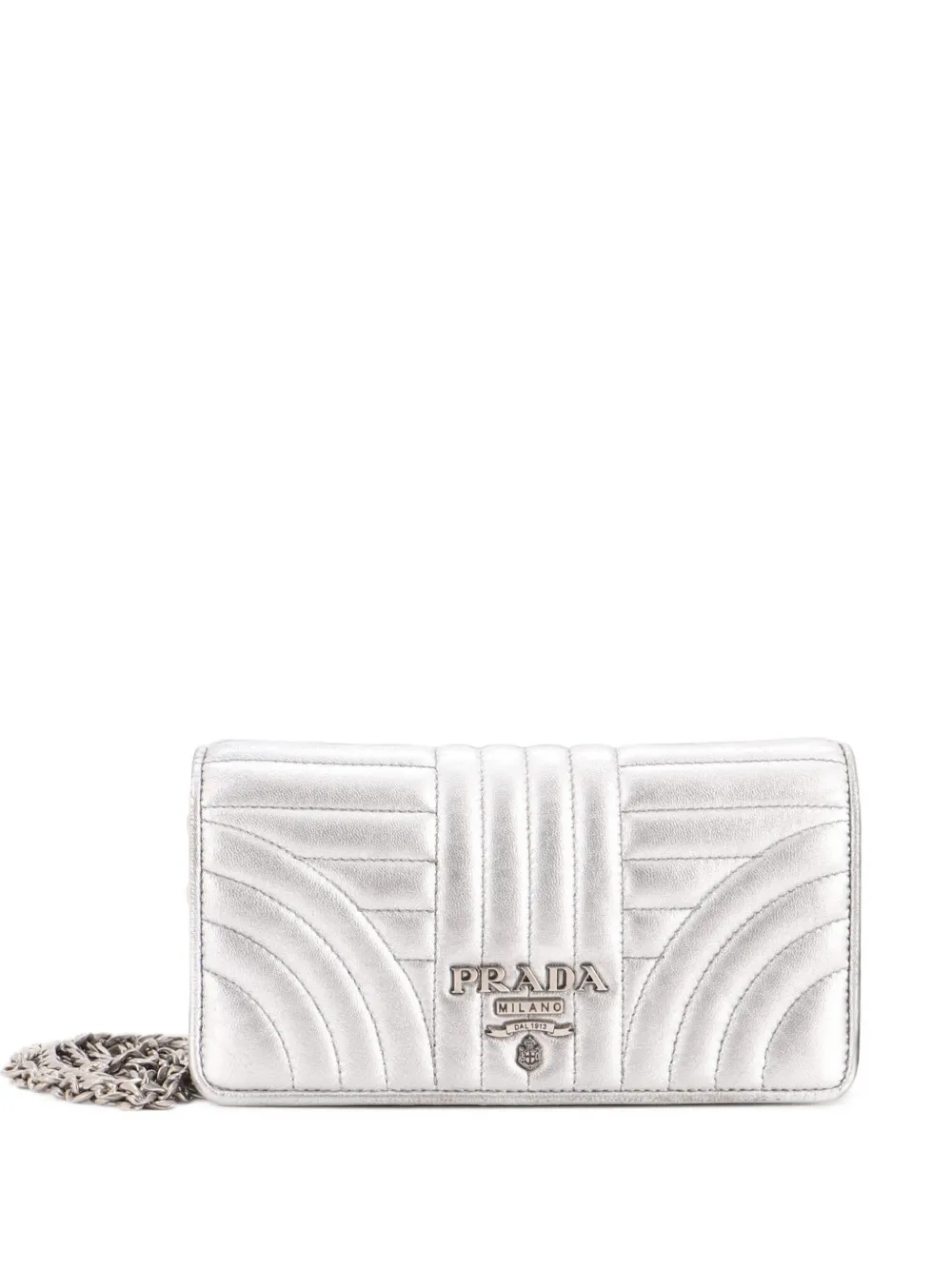 Prada Pre-Owned Wallet on Chain Diagramme Quilted Leather Small shoulder bag - Effetto metallizzato