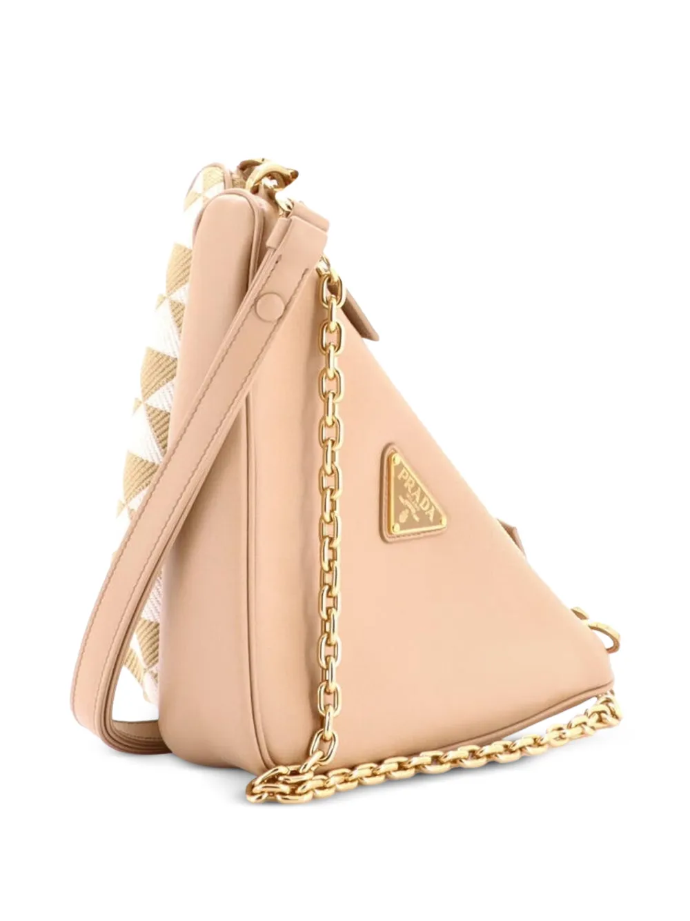 Prada Pre-Owned Double Symbole Triangle Bag Leather and Jacquard Mini shoulder bag - Toni neutri