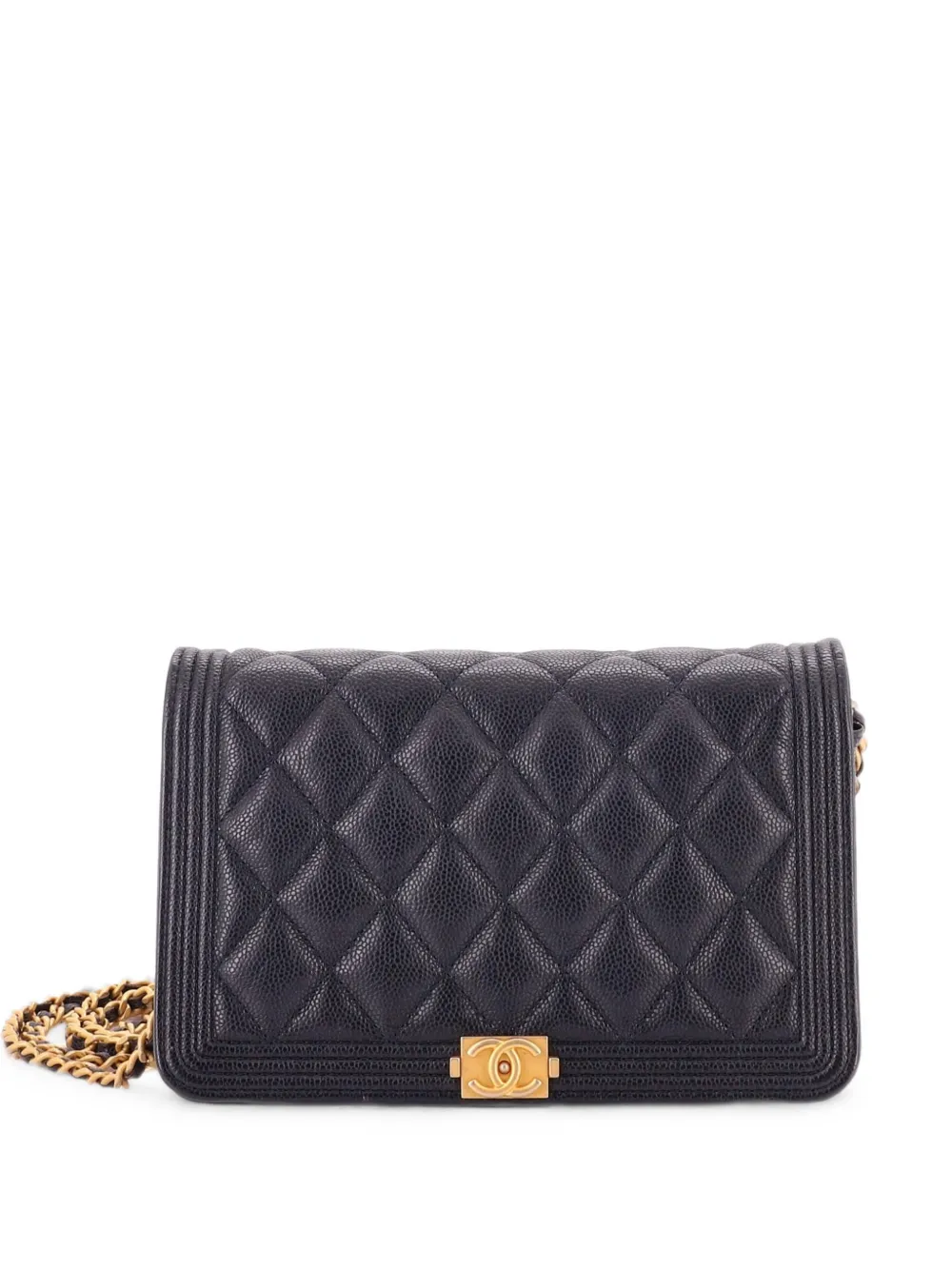 CHANEL Pre-Owned Boy Wallet on Chain Quilted Caviar crossbody bag - Blu