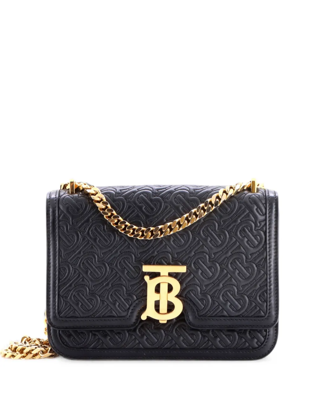 Burberry Pre-Owned TB Flap Chain Bag Monogram Embossed Leather Small crossbody bag - Schwarz