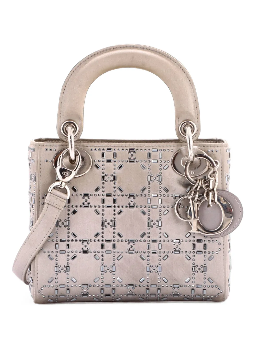 Christian Dior Pre-Owned mini sac à main Lady Dior à ornements en cristal - Gris