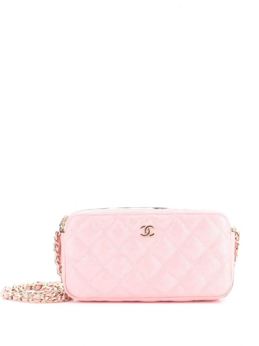 CHANEL Pre-Owned Double Zip Clutch with Chain Quilted Caviar crossbody bag - Rosa