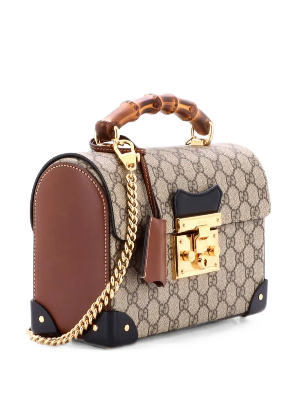 Gucci Pre-Owned Padlock Bamboo GG Coated Canvas Small shoulder bag - Marrone