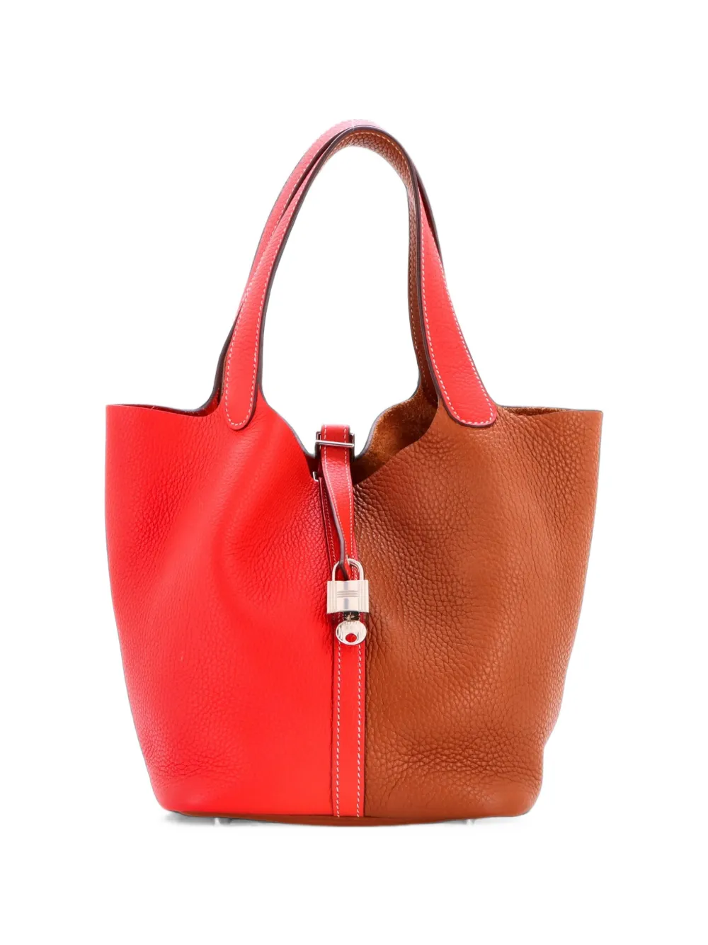 Hermès Pre-Owned sac seau Picotin Clemence MM bicolore - Marron Hermès Pre-Owned sac seau Picotin Clemence MM bicolore - Marron