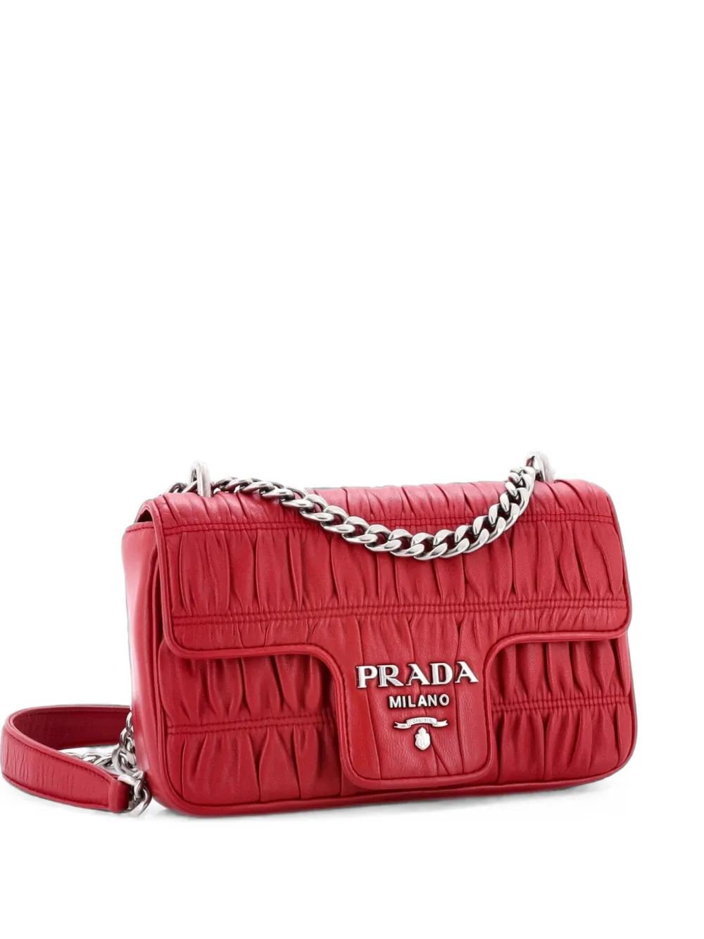 Prada Pre-Owned Chain Flap Shoulder Bag Nappa Gaufre Small crossbody bag - Rosso