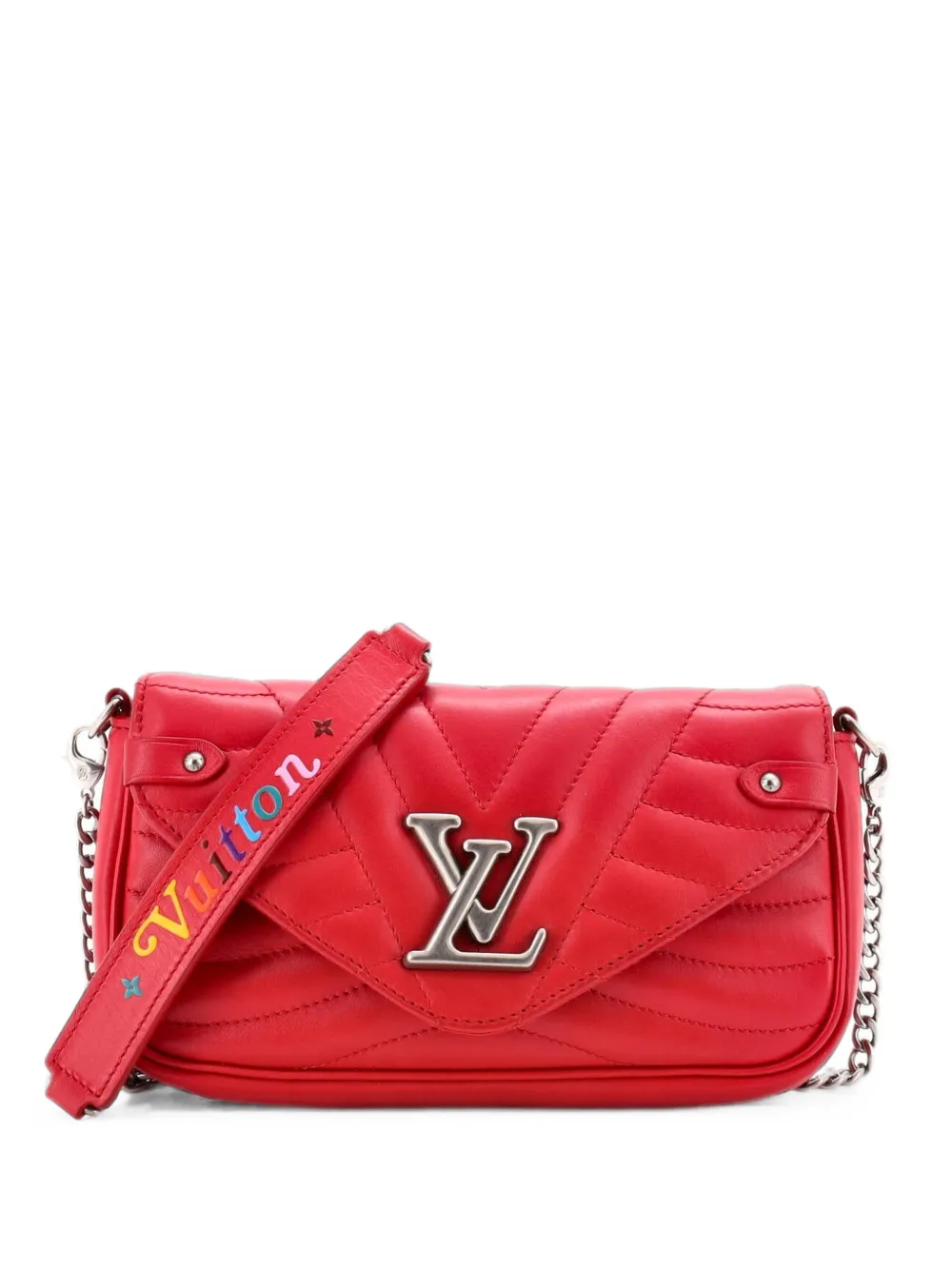 Louis Vuitton Pre-Owned New Wave Chain Pochette Quilted Leather clutch bag - Rosso