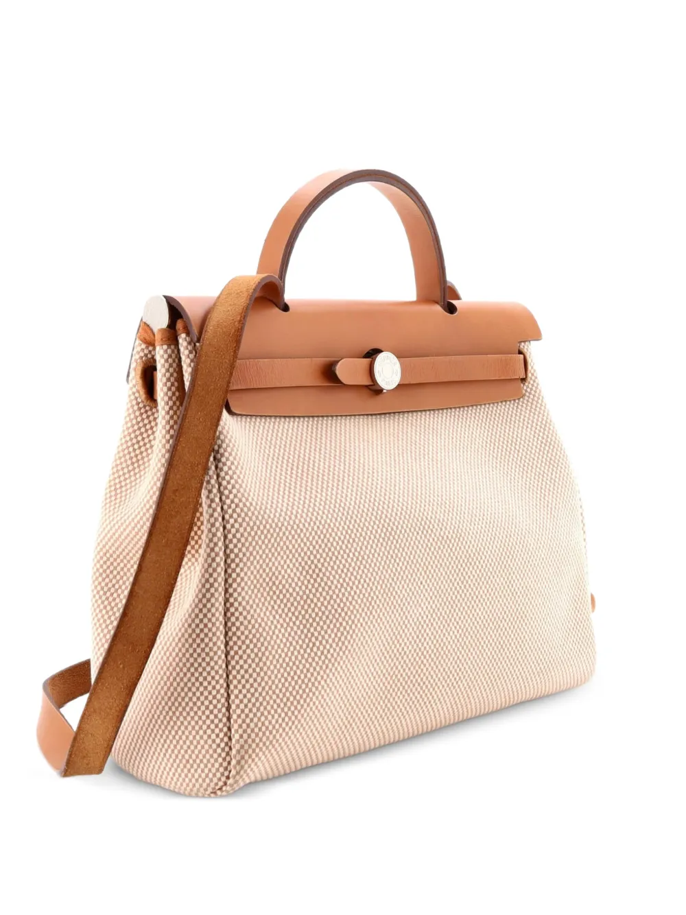 Hermès Pre-Owned Herbag Zip Criss Viking Toile and Leather 31 shoulder bag - Nude