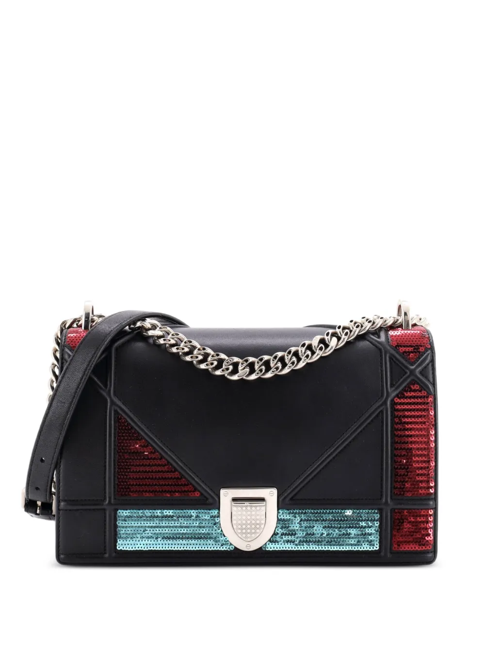 Christian Dior Pre-Owned Diorama Flap Bag Sequin Embellished Lambskin Medium crossbody bag - Schwarz