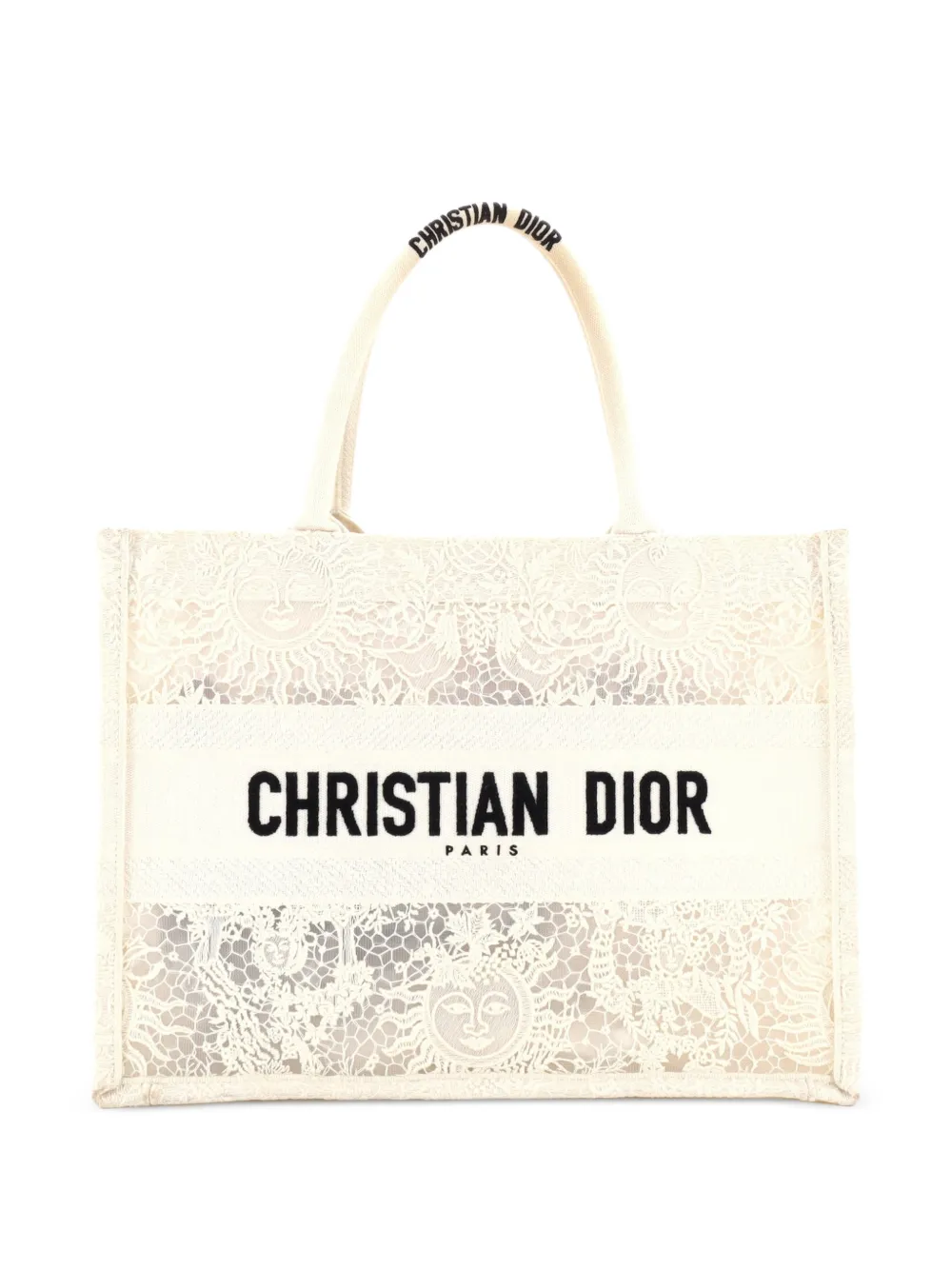 Christian Dior Pre-Owned Book Embroidered Lace Medium tote bag - Nude