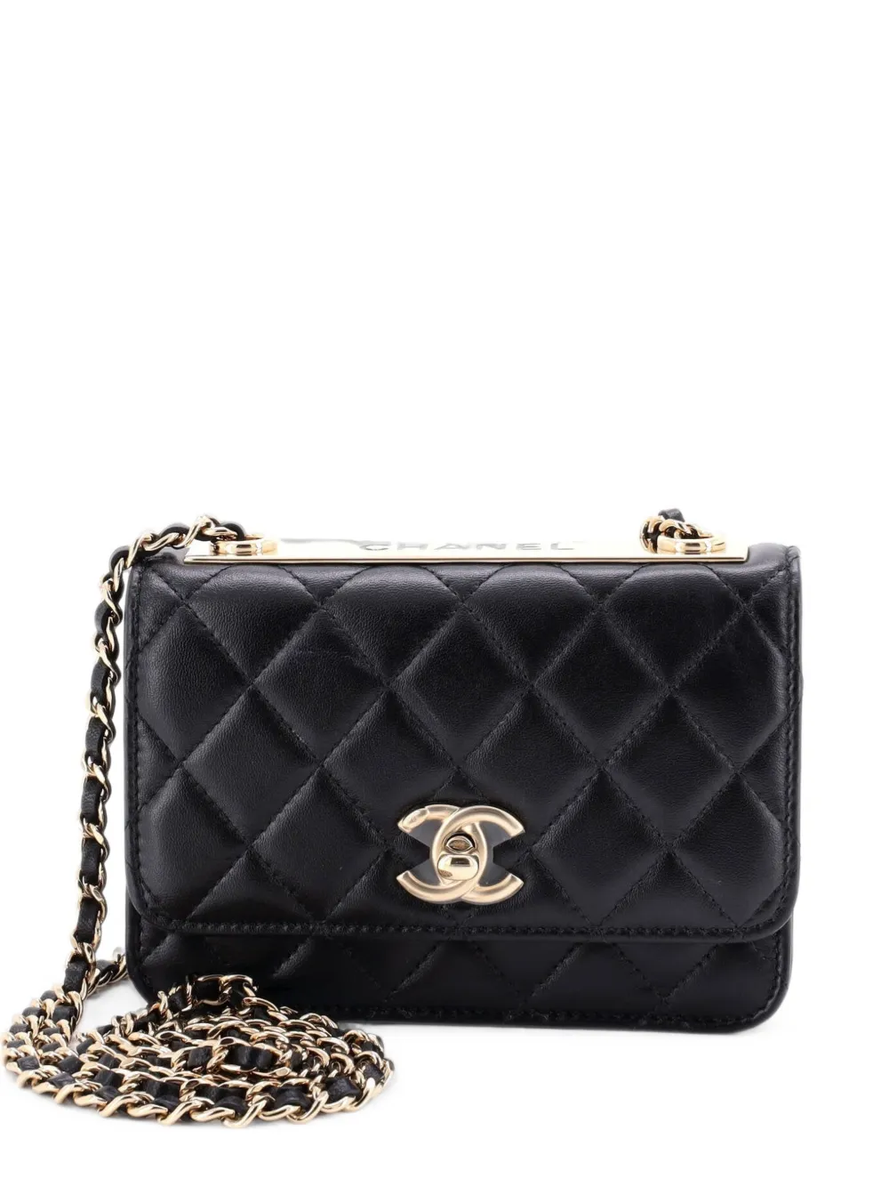 CHANEL Pre-Owned Borsa a tracolla Trendy CC mini trapuntata in pelle di agnello con catena - Nero