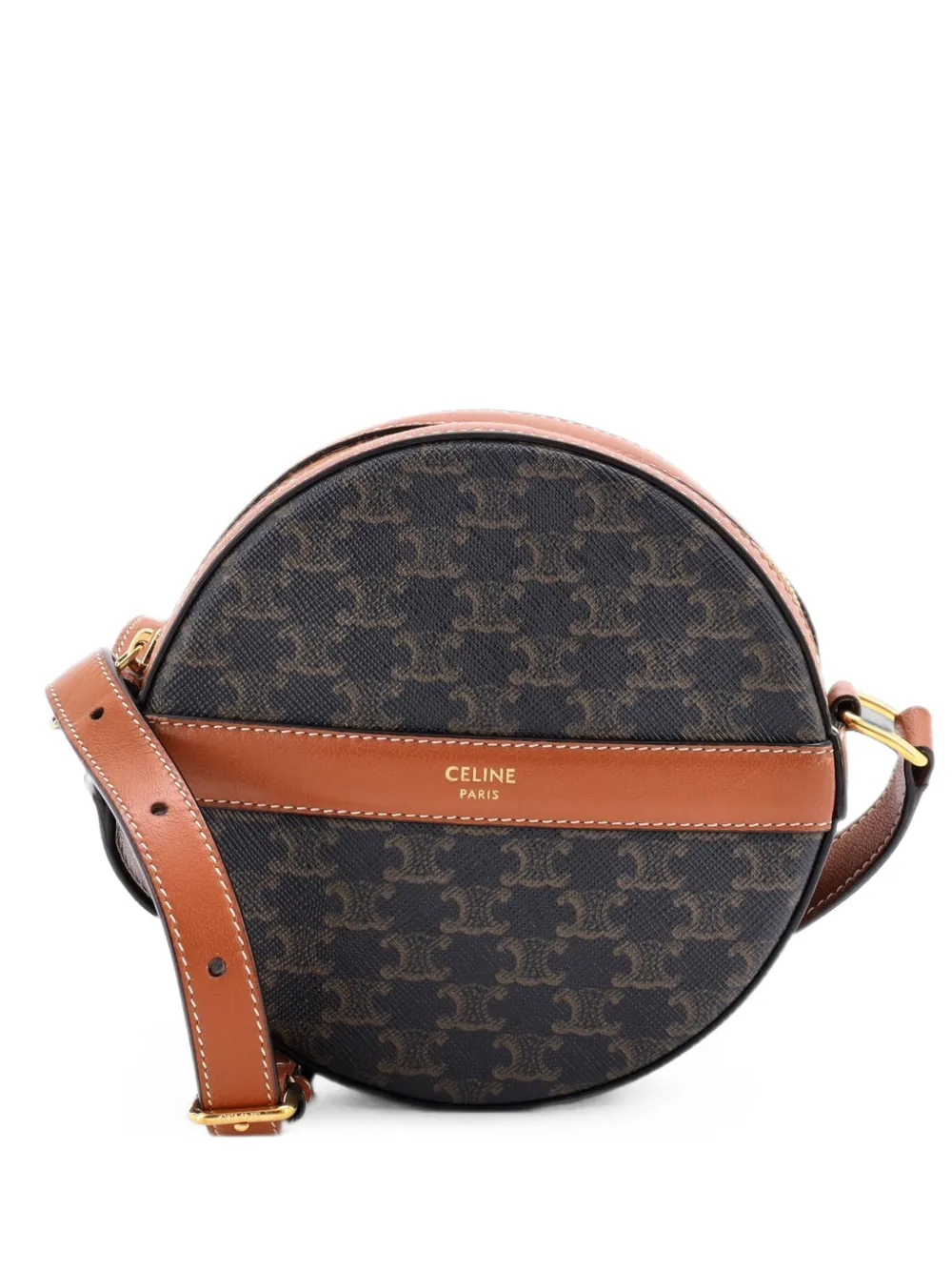 Celine Pre-Owned sacoche Triomphe Coated Canvas Round Purse on Strap - Marron Celine Pre-Owned sacoche Triomphe Coated Canvas Round Purse on Strap - Marron