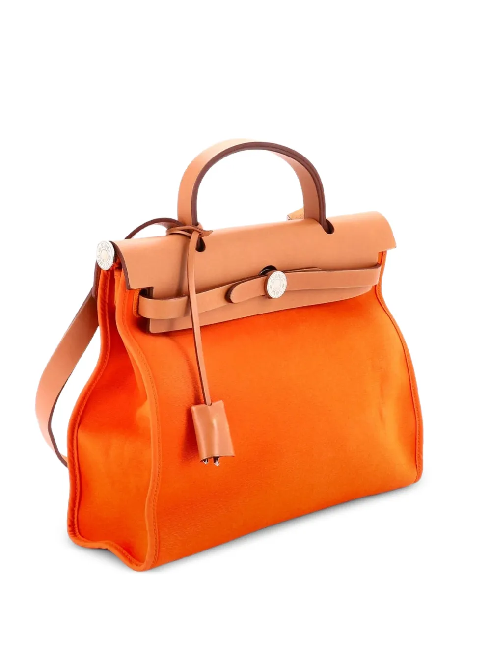 Hermès Pre-Owned Herbag Zip Leather and Toile 31 shoulder bag - Braun