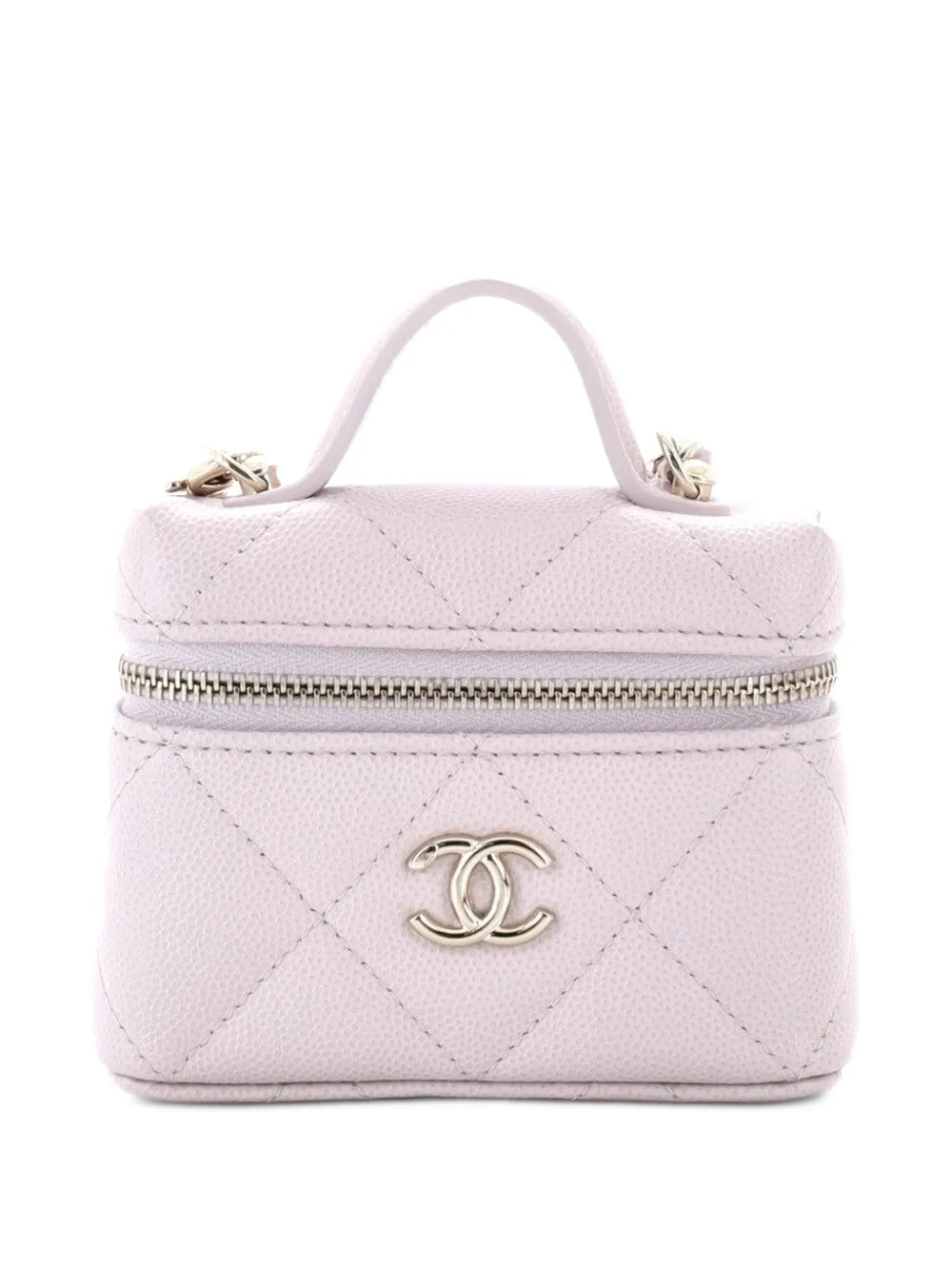 CHANEL Pre-Owned Top Handle Vanity Case Bag Charm Quilted Caviar Micro pouch - Rosa