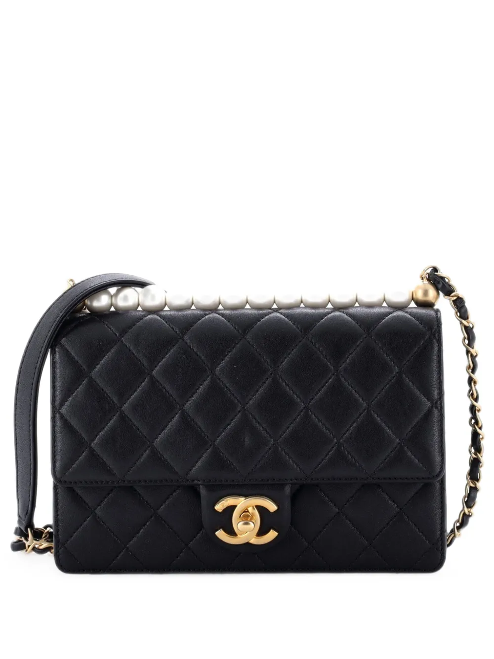 CHANEL Pre-Owned Chic Pearls Flap Bag Quilted Lambskin Small shoulder bag - Nero