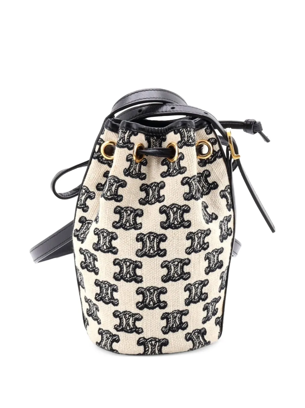 Celine Pre-Owned Drawstring Triomphe Canvas Micro bucket bag - Schwarz