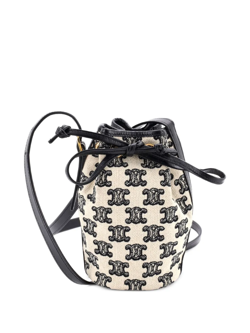 Celine Pre-Owned Drawstring Triomphe Canvas Micro bucket bag - Schwarz