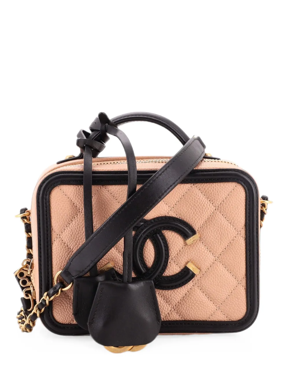 CHANEL Pre-Owned Filigree Vanity Case Quilted Caviar Small satchel - Toni neutri