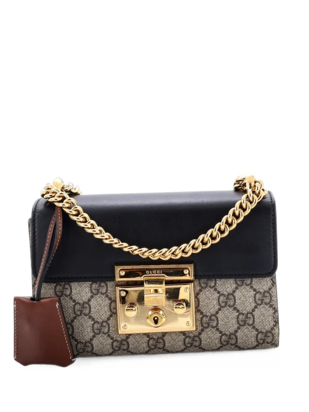 Gucci Pre-Owned Padlock Shoulder Bag GG Coated Canvas and Leather Small crossbody bag - Black