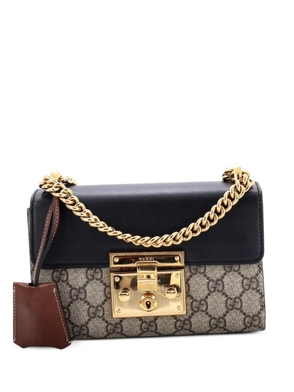 Gucci Pre-Owned Padlock Shoulder Bag GG Coated Canvas and Leather Small crossbody bag - Black