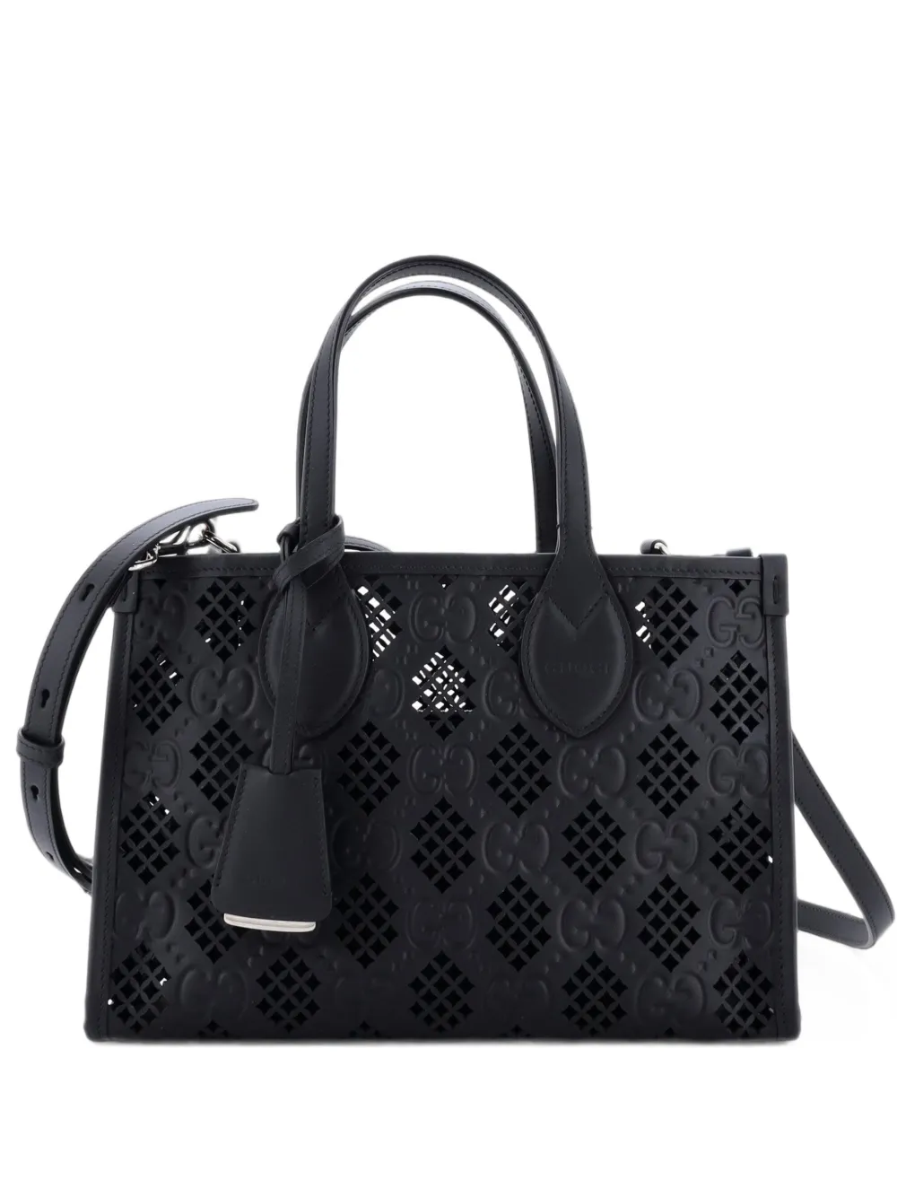 Gucci Pre-Owned Convertible GG Debossed Laser Cut Leather Small tote bag - Black