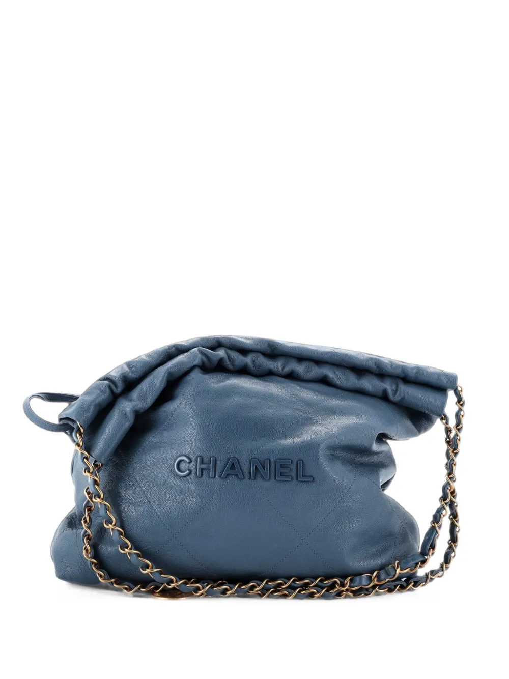CHANEL Pre-Owned Borsa passepartout 22 piccola in pelle Caviar trapuntata con catena - Blu