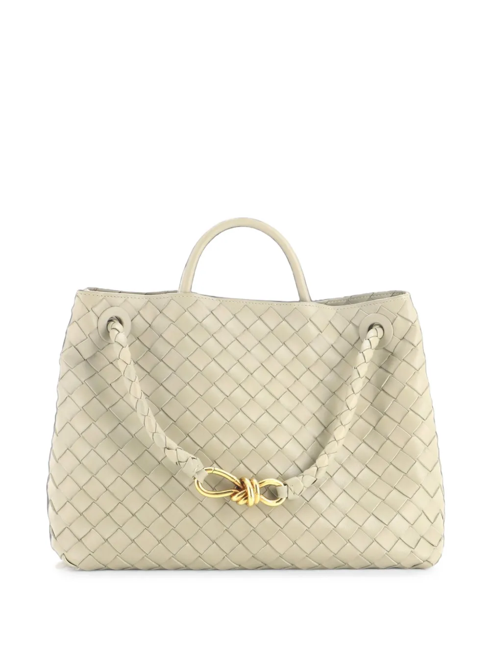 Bottega Veneta Pre-Owned sac à main Andiamo médium en cuir Intrecciato - Tons neutres Bottega Veneta Pre-Owned sac à main Andiamo médium en cuir Intrecciato - Tons neutres