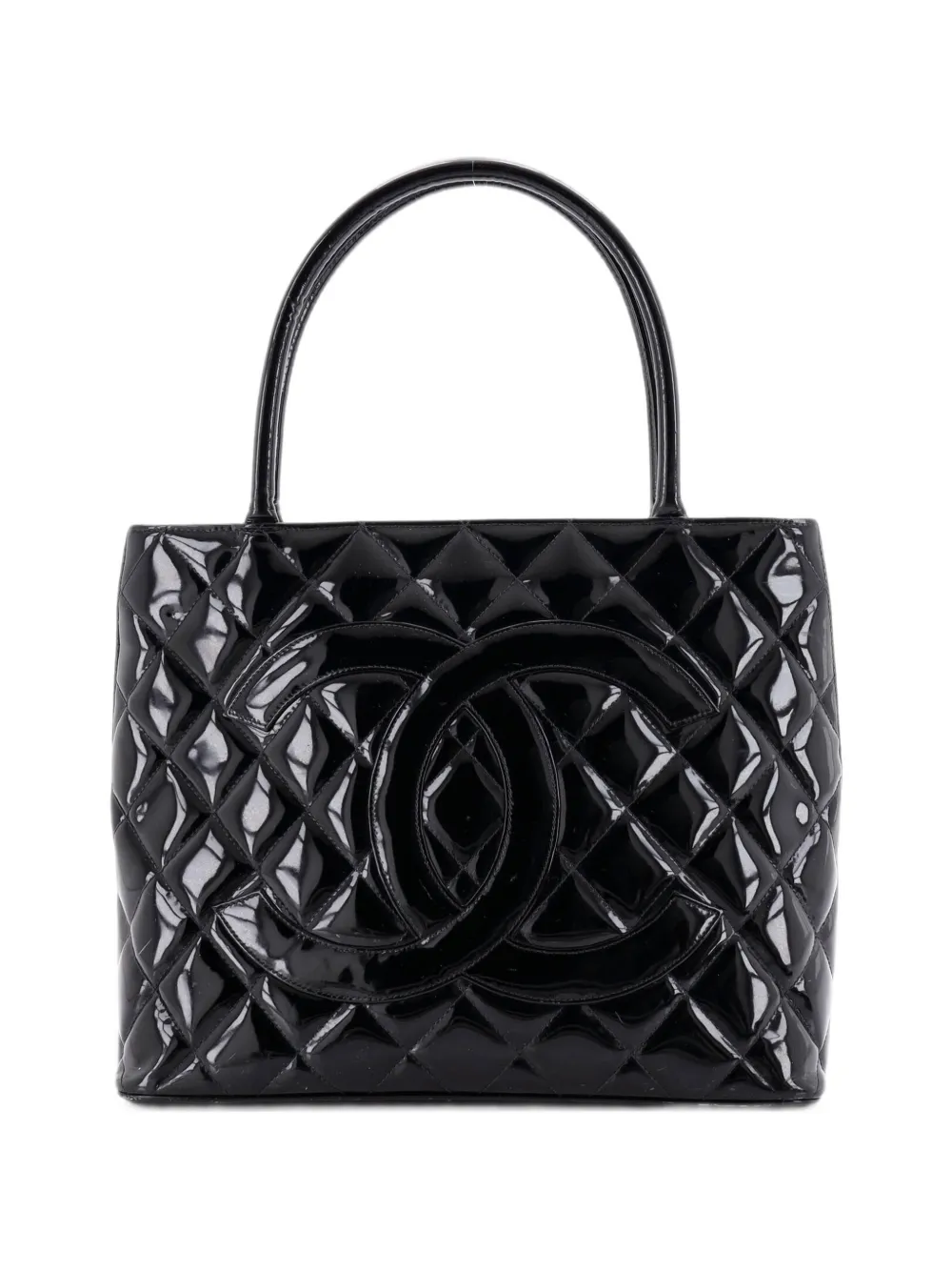 CHANEL Pre-Owned Medallion Quilted Patent tote bag - Nero