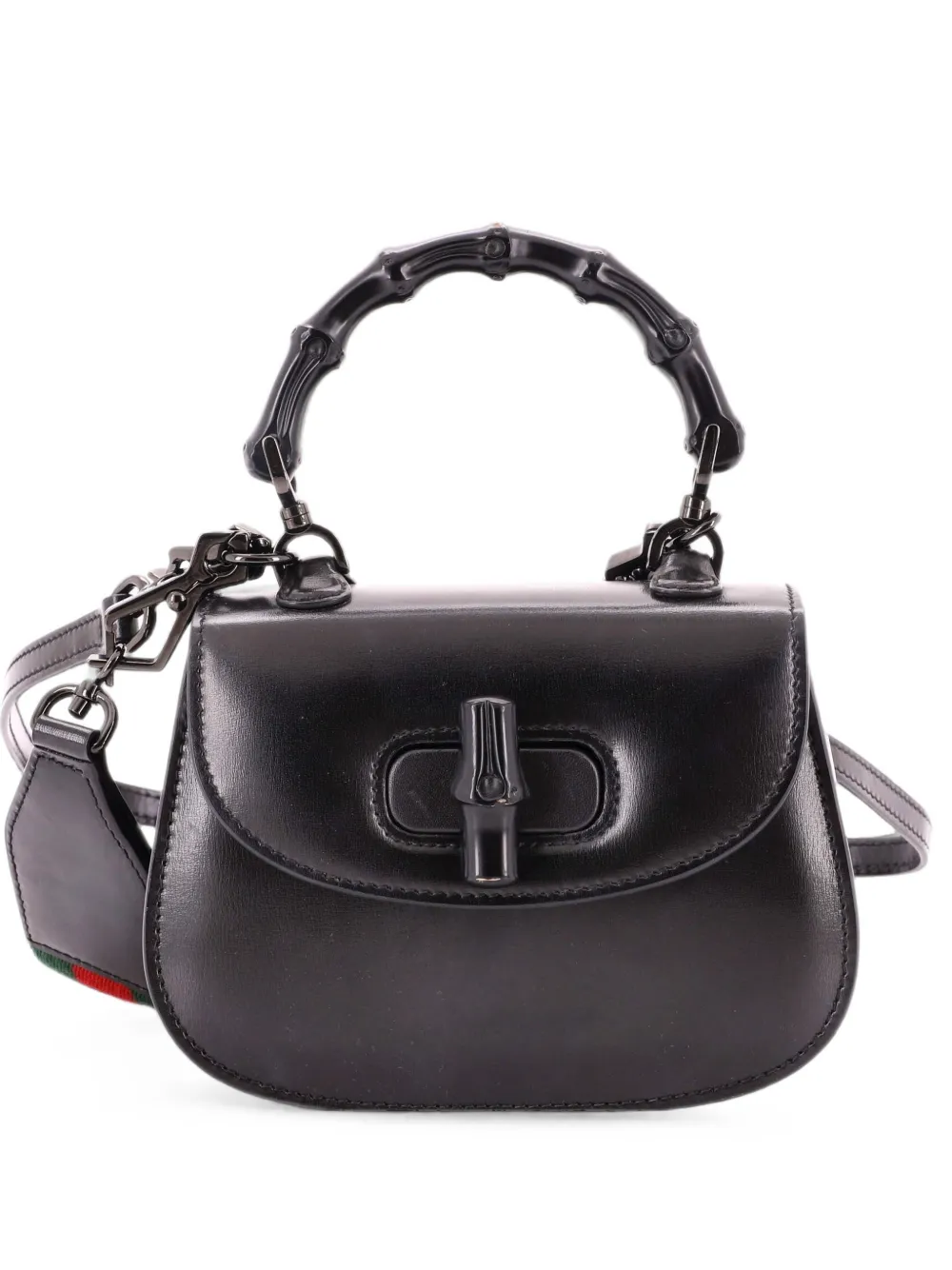 Gucci Pre-Owned Bamboo 1947 Top Handle Bag Leather Mini shoulder bag - Nero