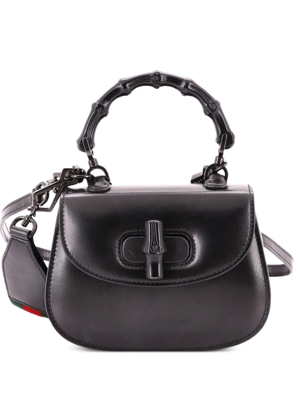 Gucci Pre-Owned Bamboo 1947 Top Handle Bag Leather Mini shoulder bag - Nero