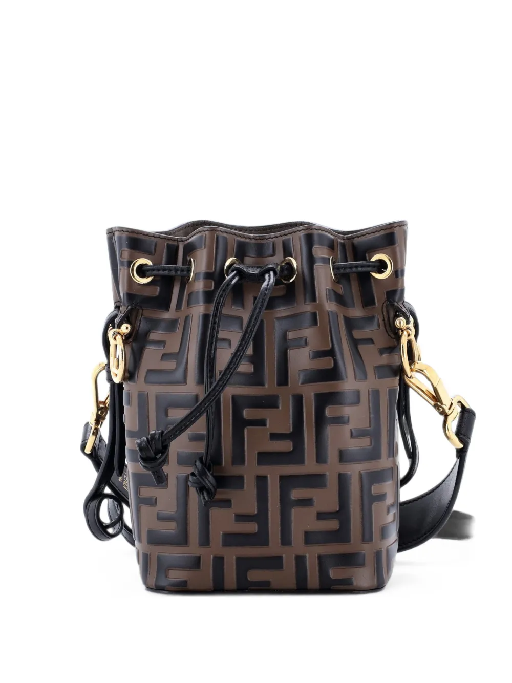 Fendi Pre-Owned sac seau Mon Trésor en cuir à motif Zucca embossé format mini - Marron Fendi Pre-Owned sac seau Mon Trésor en cuir à motif Zucca embossé format mini - Marron
