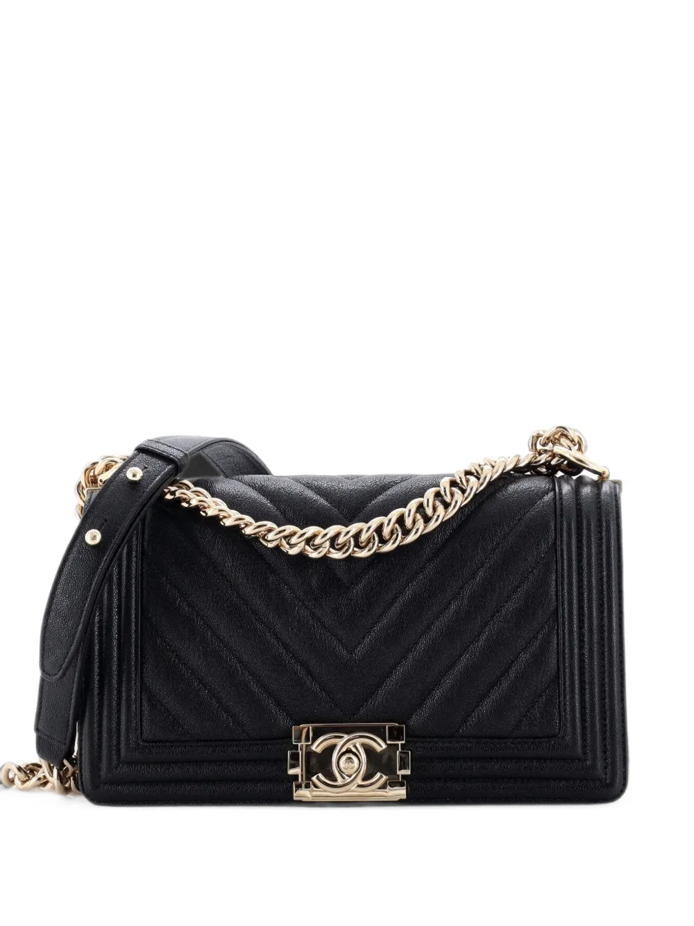 CHANEL Pre-Owned Boy Flap Bag Chevron Caviar Old Medium shoulder bag - Nero
