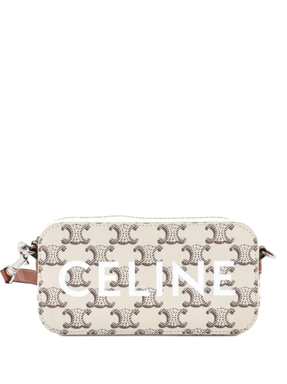 Celine Pre-Owned Horizontal Pouch Crossbody Bag Logo Triomphe Coated Canvas shoulder bag - Nude