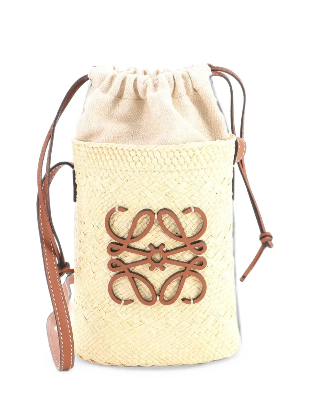 Loewe Pre-Owned sac seau Paula's Ibiza Anagram Bucket Bag en raphia tressé - Tons neutres Loewe Pre-Owned sac seau Paula's Ibiza Anagram Bucket Bag en raphia tressé - Tons neutres