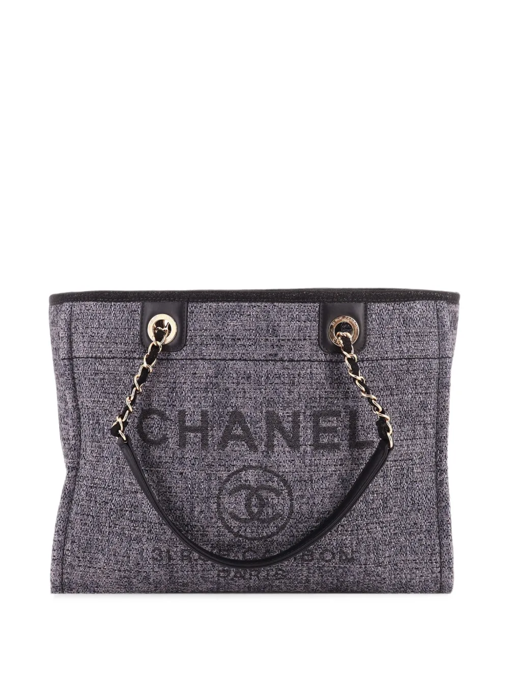 CHANEL Pre-Owned Borsa tote Deauville piccola in rafia - Nero