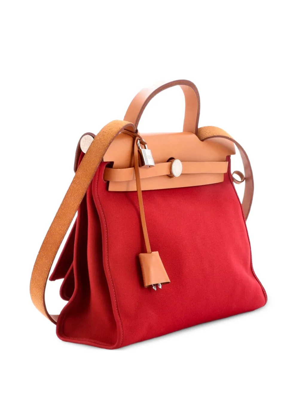 Hermès Pre-Owned Herbag Zip Leather and Toile 31 shoulder bag - Braun