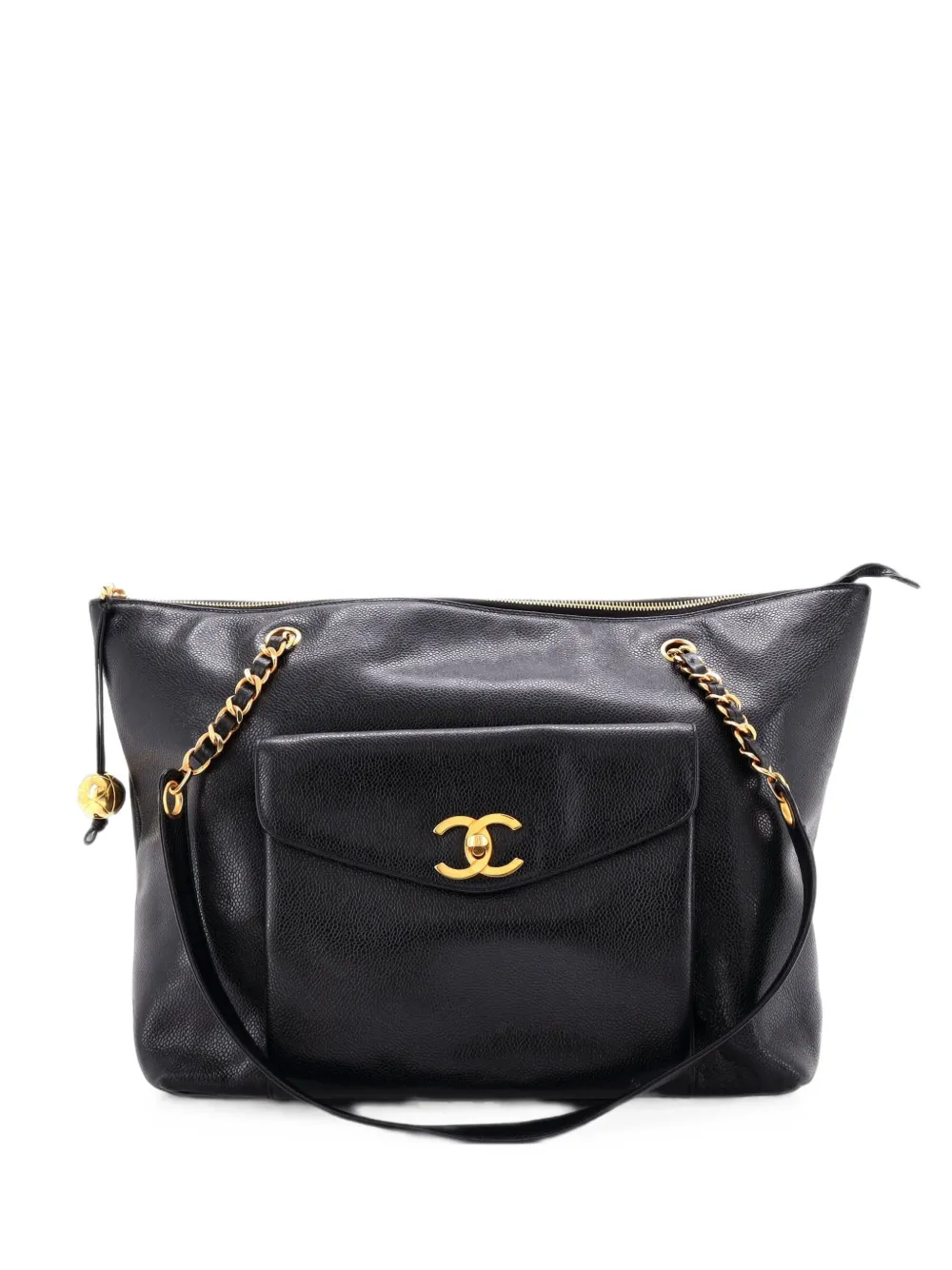 CHANEL Pre-Owned Front Pocket Tote Caviar Medium shoulder bag - Nero